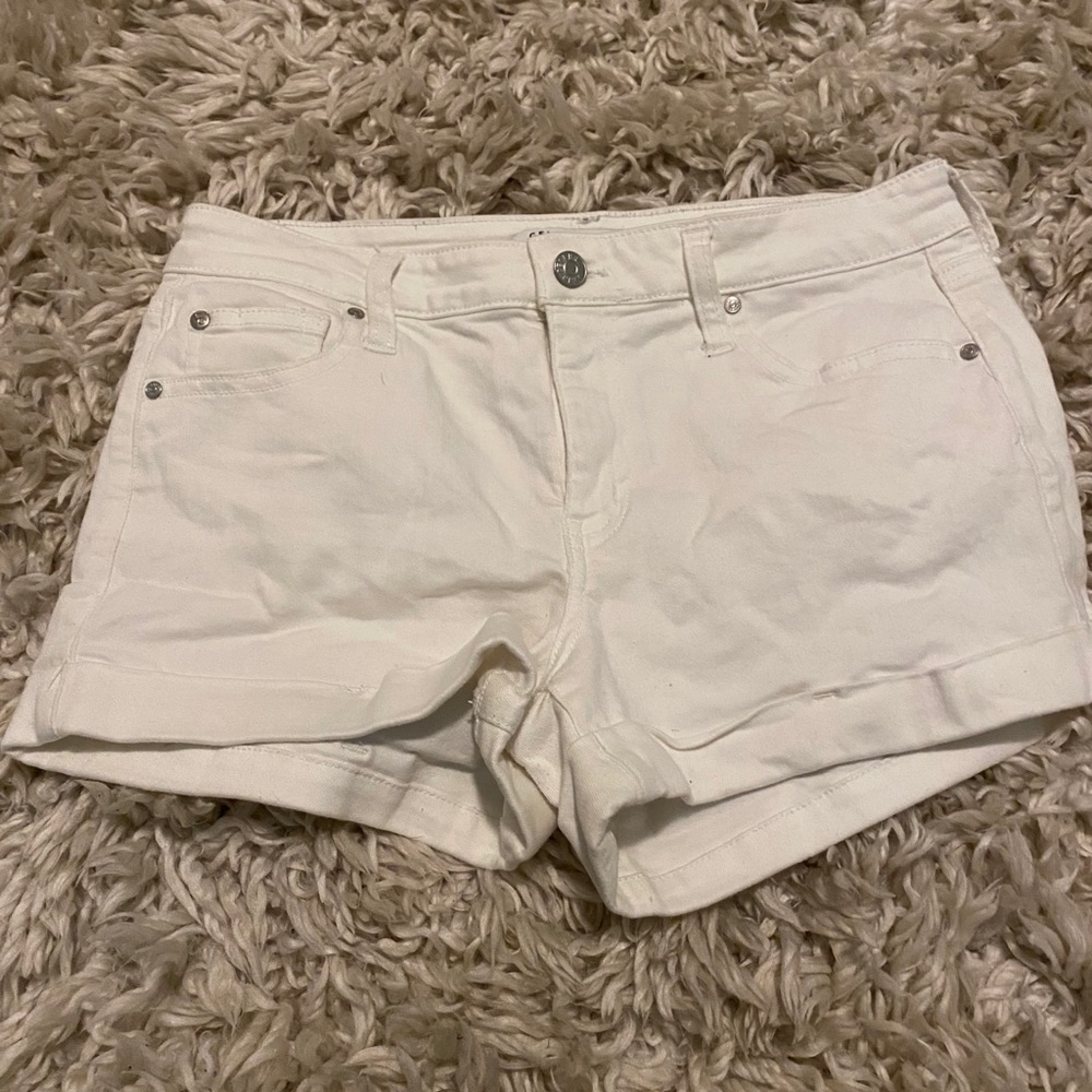 White jean shorts